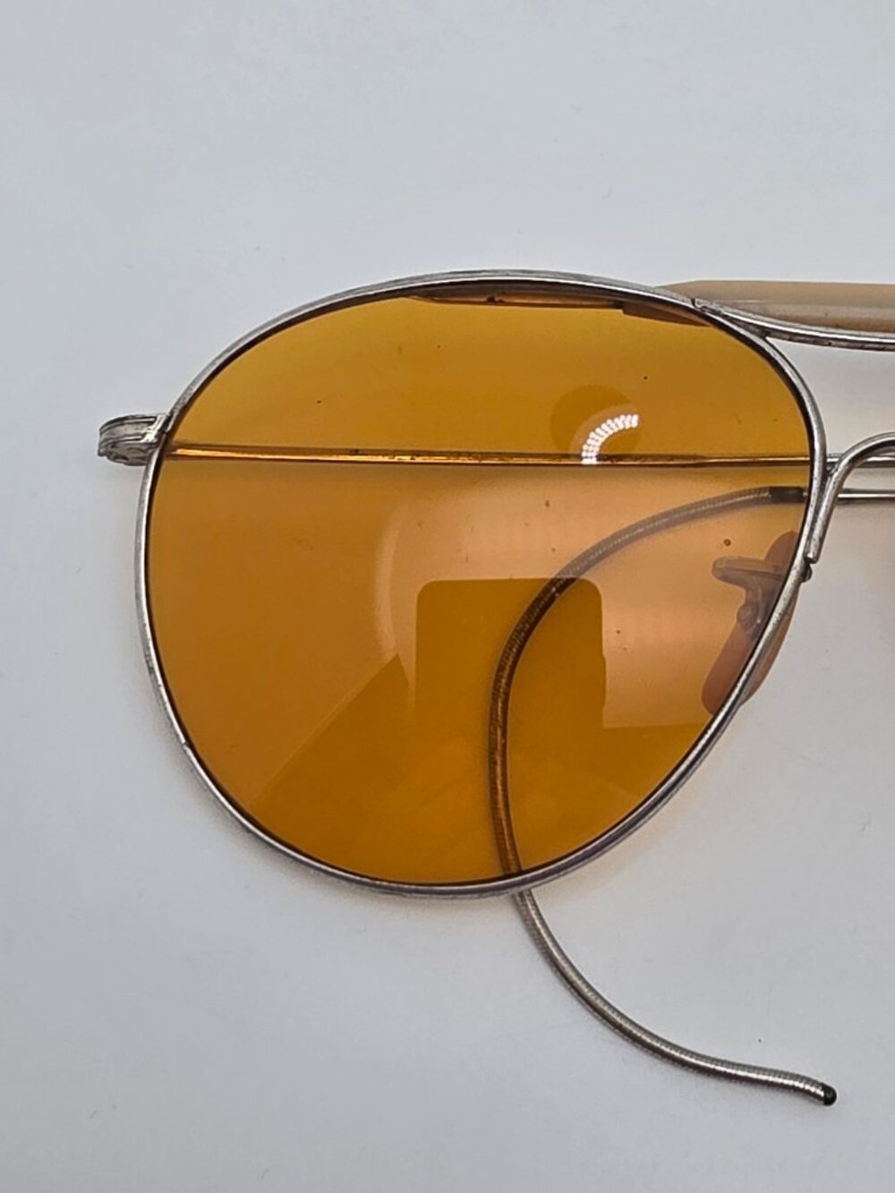 American Optical Type G-1 AAF Nickel Frame Noviole Amber WWII Aviator Sunglasses - Picture 13 of 16